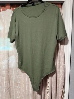 Olive Green Short-Sleeve Bodysuit